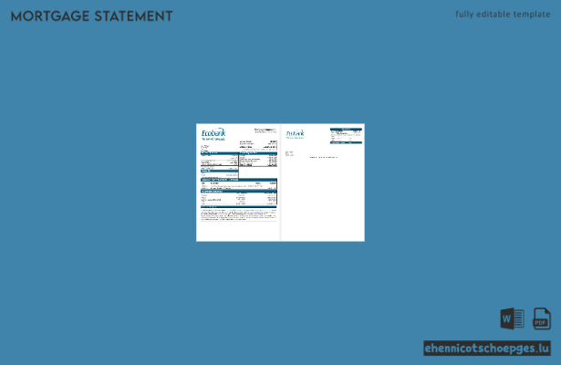 Hypothekenabrechnung der Ecobank Südsudan in Word- und PDF-Formaten – Beispielvorschau